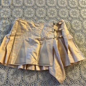 Chic light pink Vintage  Mini Skirt with Buckle Detail